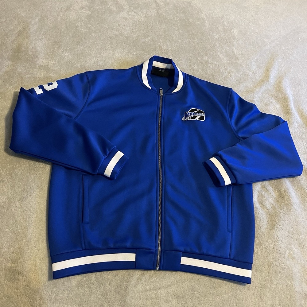 Holloway Jacket Adult Large Blue Full Zip Heavyweight Maniacs Pockets Workout